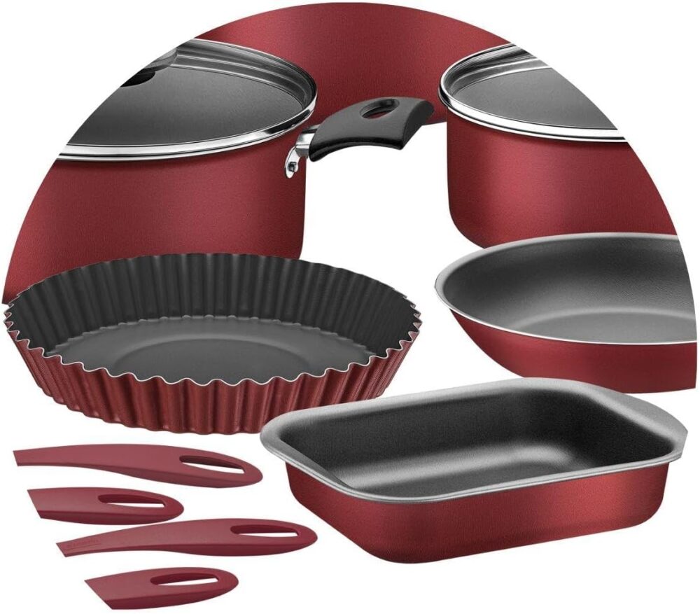 Kit para Cozinha 12 Peças com Jogo de Panelas Vermelho e Ute... - Image 8