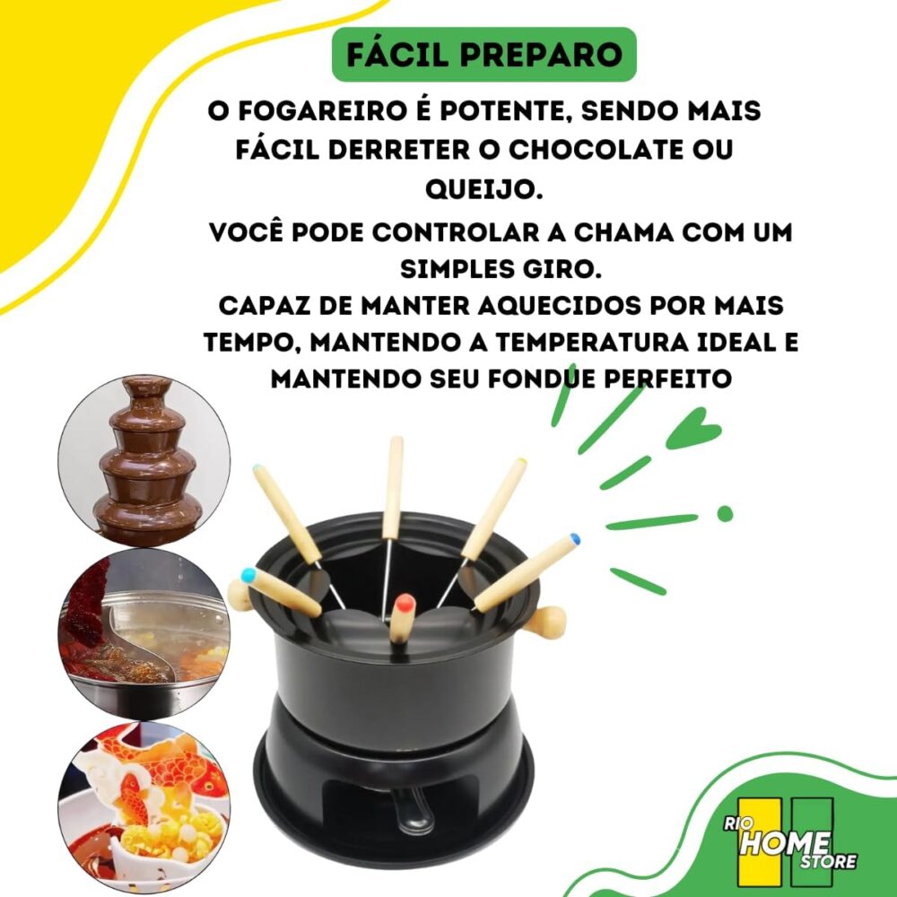 Kit Jogo Panela Conjunto Fondue 11 Peças Aço Inox e Madeira ... - Image 5