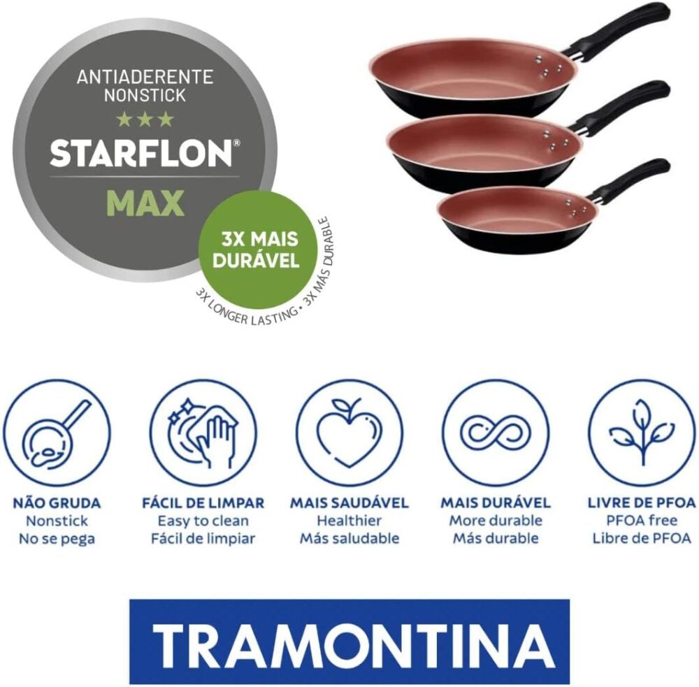 Tramontina JOGO FRIGIDEIRAS 3PCS CARIBE PRETO - SORTIDOS DE ... - Image 9