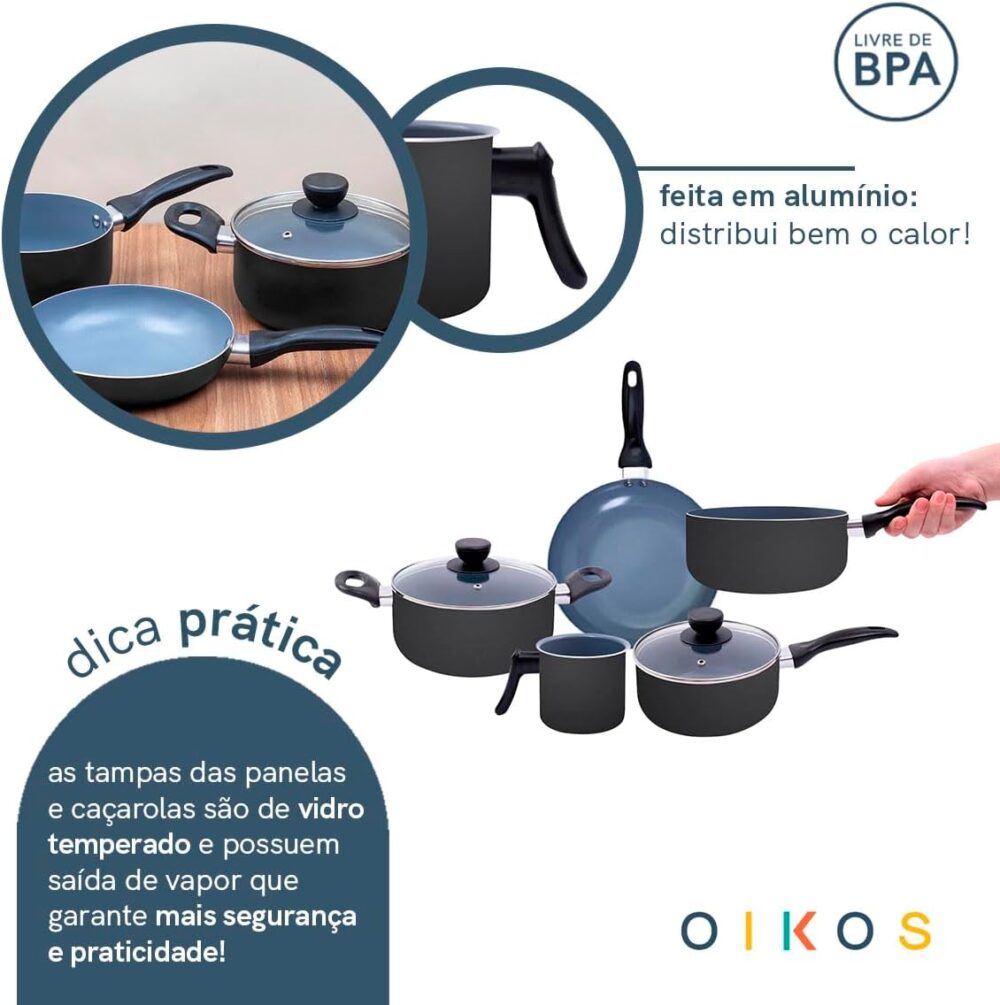 jogo de panelas 5 pçs antiaderentes de cerâmica e alumínio -... - Image 4