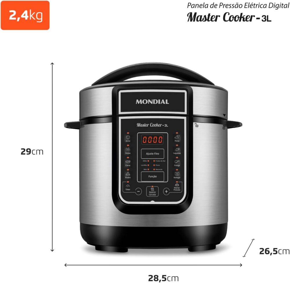 Panela de Pressão Elétrica Mondial, Master Cooker - 3L, 110V... - Image 8