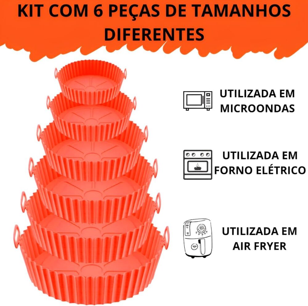 Kit 6 Peças Formas De Silicone Reutilizável Para Air Fryer T... - Image 3