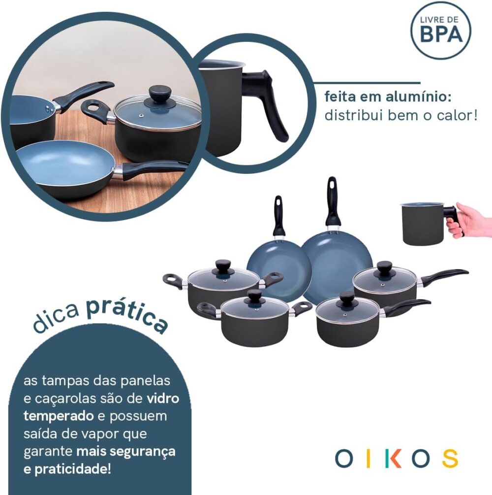 jogo de panelas 7 pçs antiaderentes de cerâmica e alumínio -... - Image 4