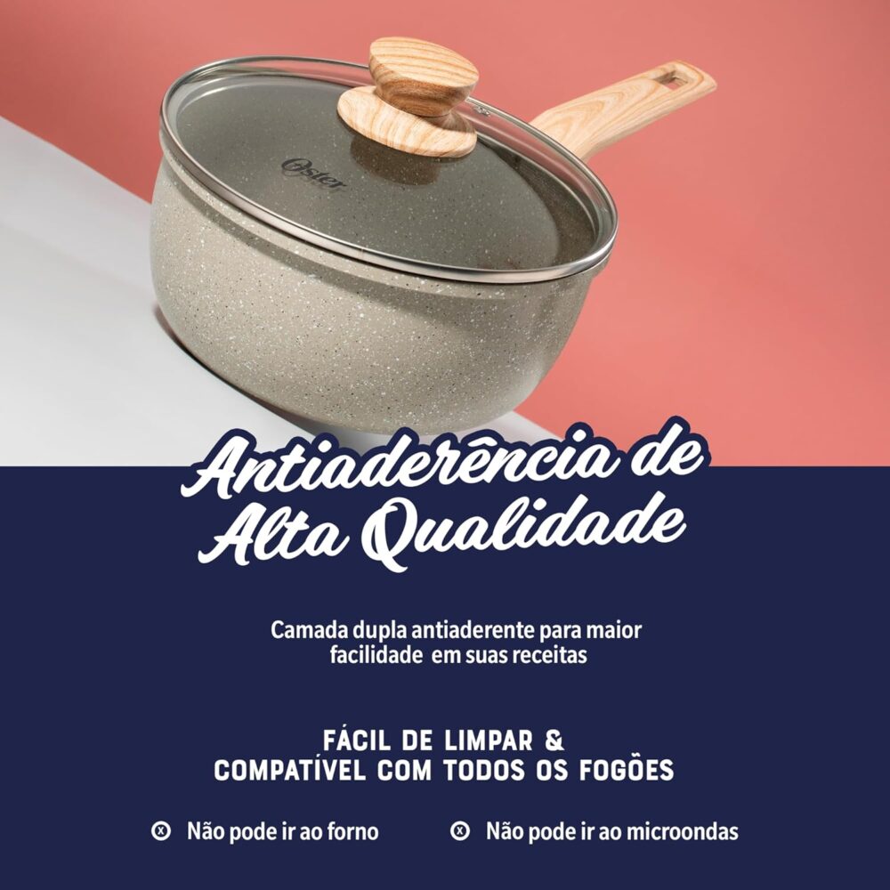 OSTER Panela Antiaderente 3L com Tampa Marble Edition - Cons... - Image 3