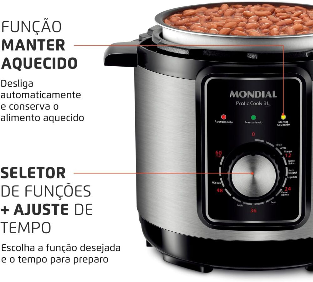 Panela de Pressão Elétrica Mondial, Pratic Cook 3L, 110V, Pr... - Image 5