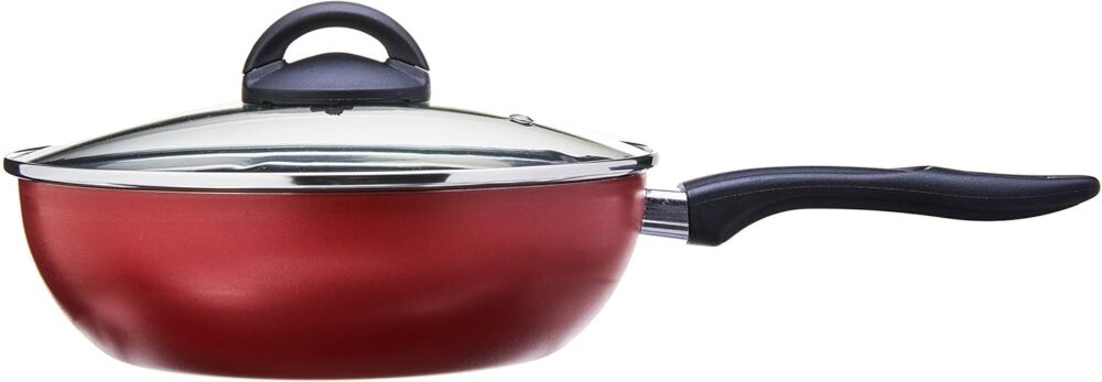 Wok com Tampa de Vidro Chilli, 24 cm, Cereja, Brinox - Image 2