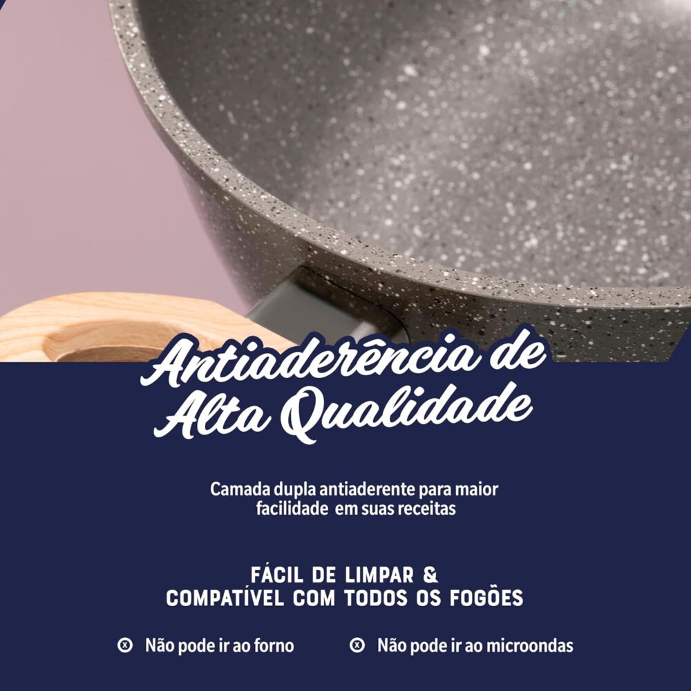 Caçarola com Tampa 7,5L Cerâmica Marble Edition Dark Grey Os... - Image 3