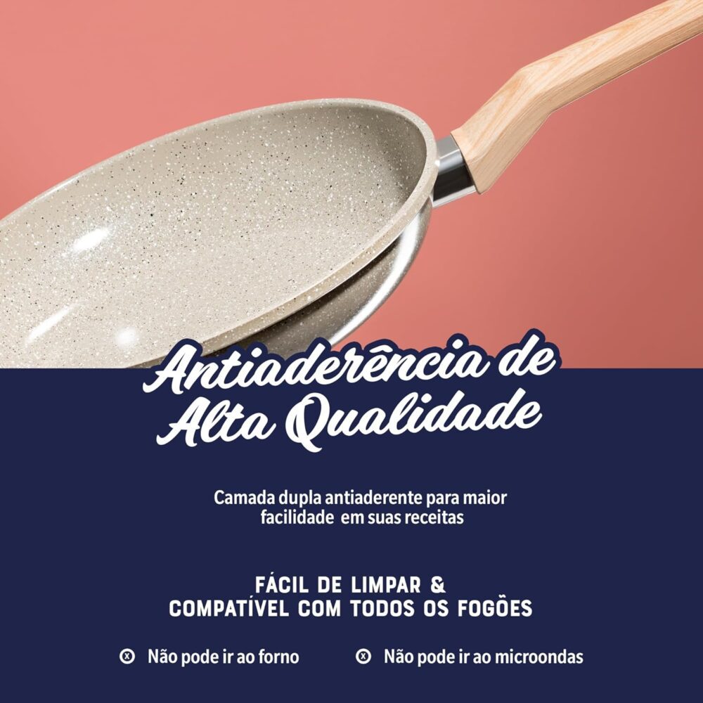OSTER Frigideira Antiaderente de Cerâmica 24cm com Tampa Mar... - Image 3