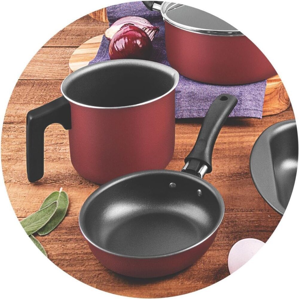 Kit para Cozinha 12 Peças com Jogo de Panelas Vermelho e Ute... - Image 5