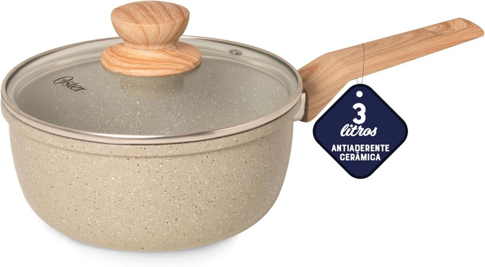 OSTER Panela Antiaderente 3L com Tampa Marble Edition - Cons...