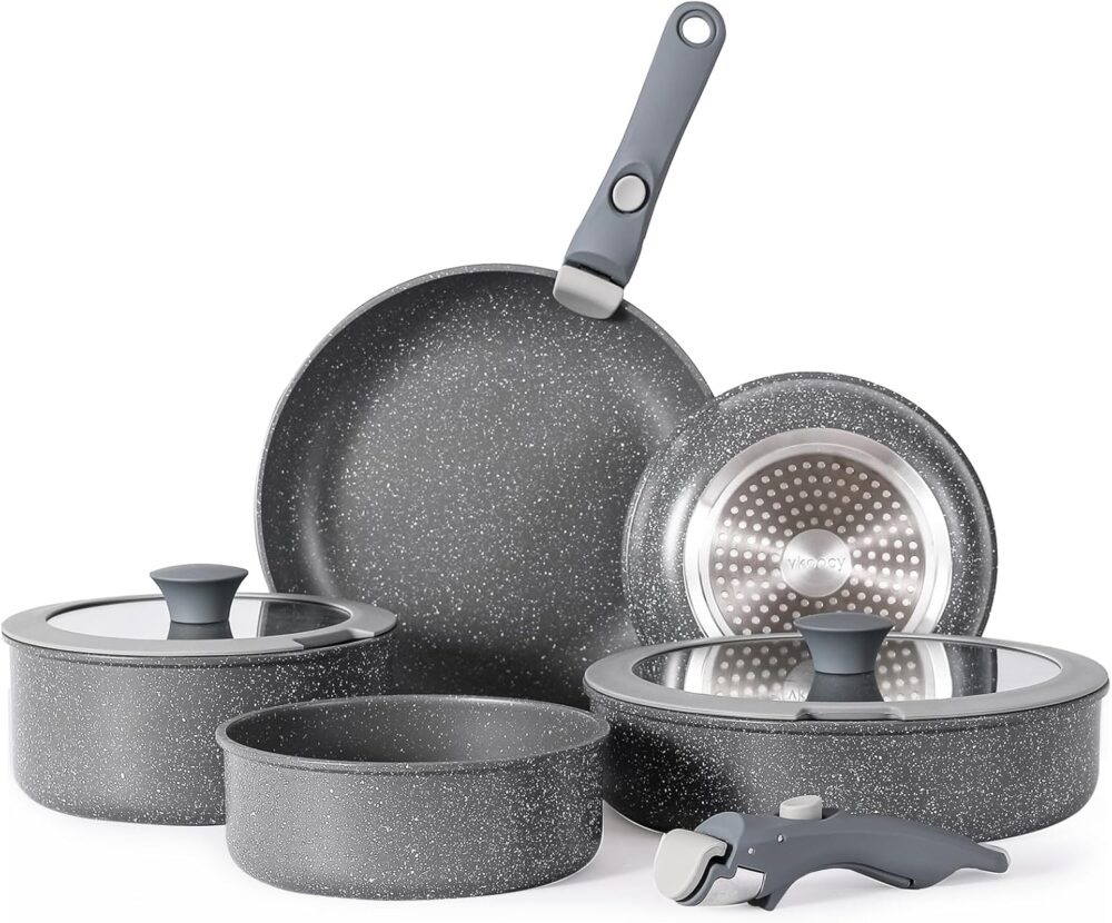 Vkoocy Non Stick Pot e Pan Set com Punho Removível, Conjunto...