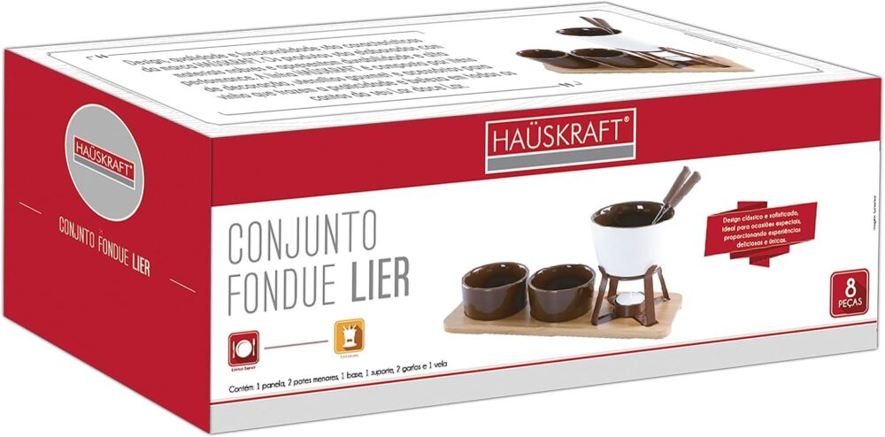 Conjunto Fondue Lier 8 Peças Base Bambu Carne Chocolate - Image 3