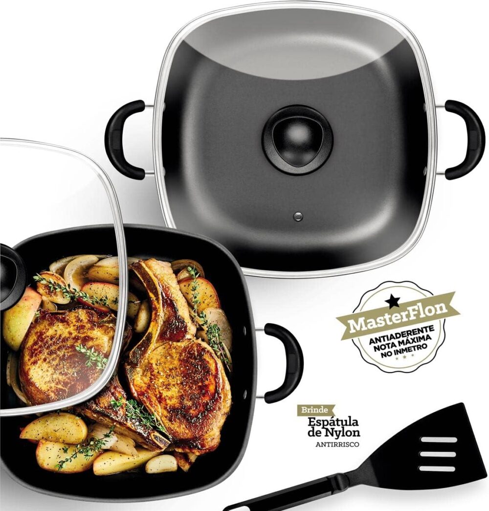 Frigideira Wok Quadrada 2 Alças N°29 Antiaderente Cobre Pato... - Image 5