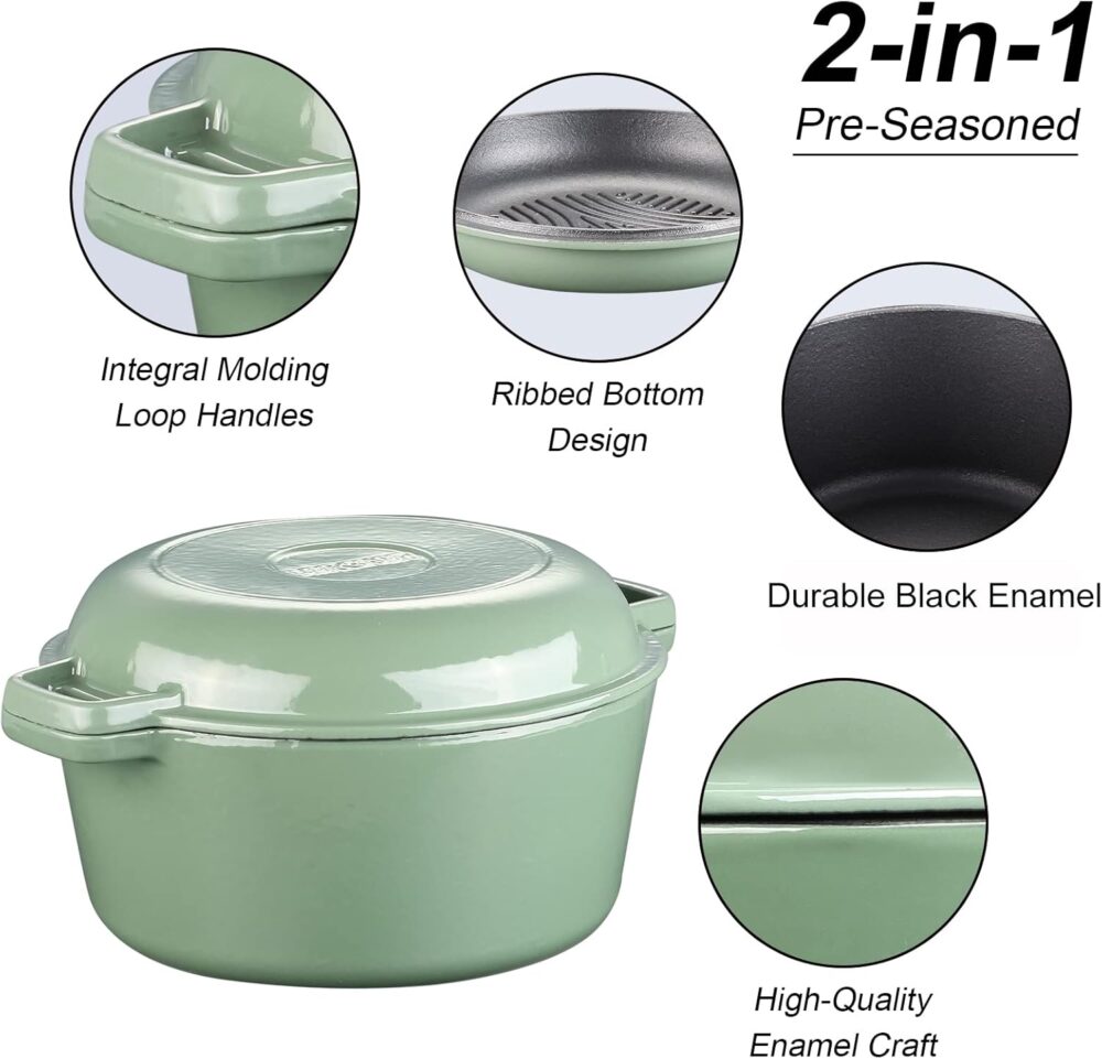 Forno holandês de ferro fundido esmaltado de 5,5 L, forno ho... - Image 8