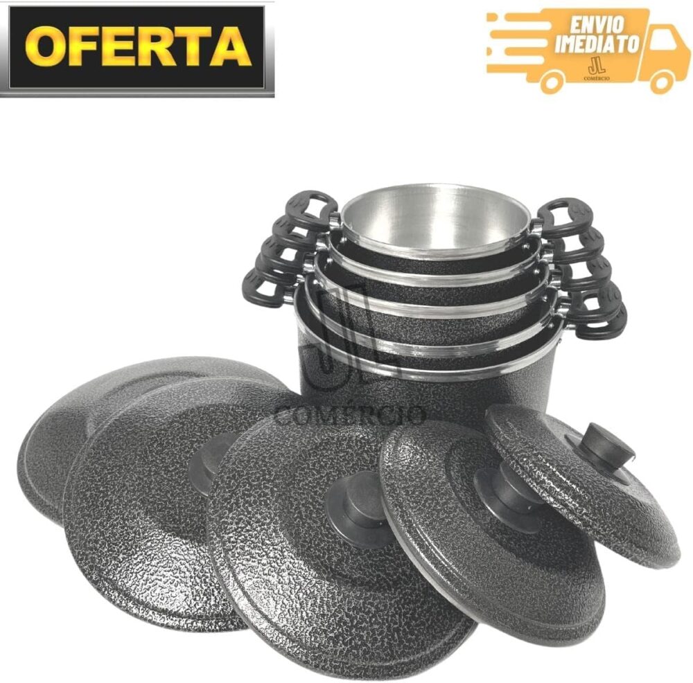 Jogo de Panela 5 Peças Preto Craqueado ou Vermelha Conjunto ... - Image 5