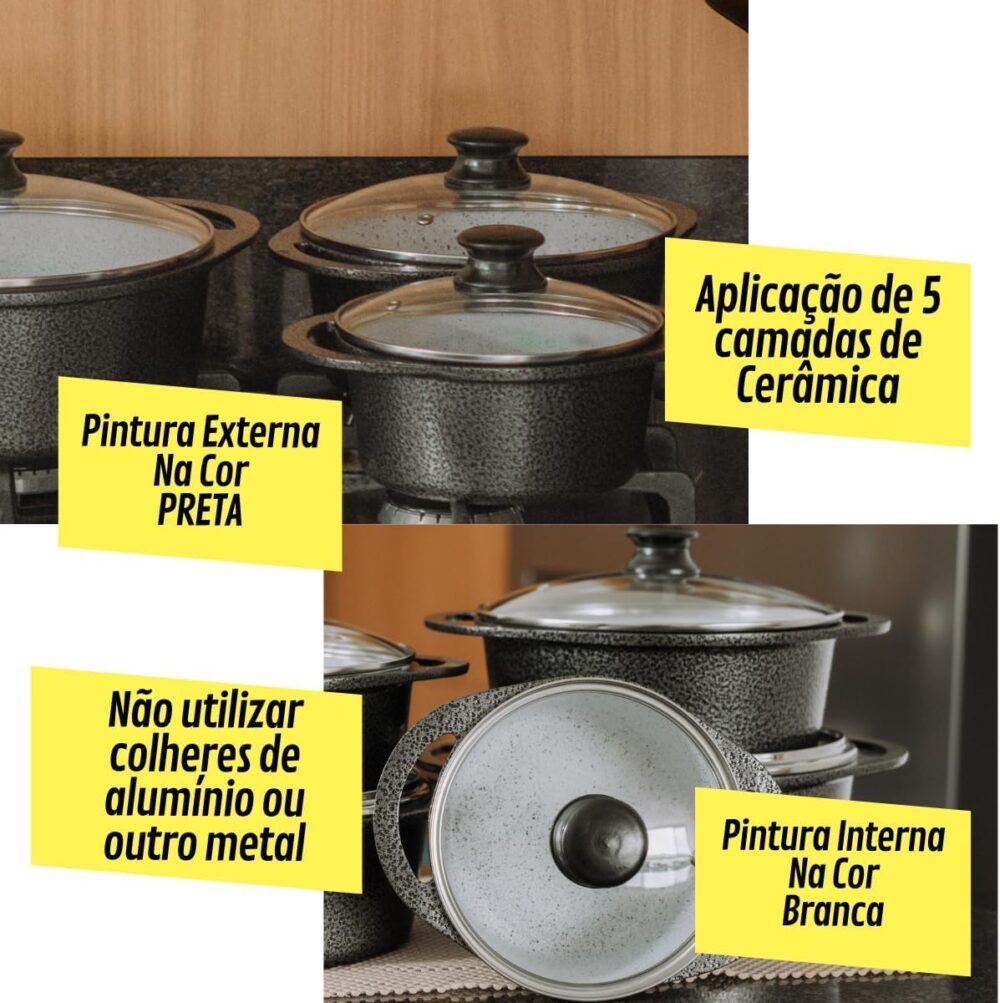 Jogo De Panelas Cerâmica Atoxica Antiaderente em Aluminio Fu... - Image 5