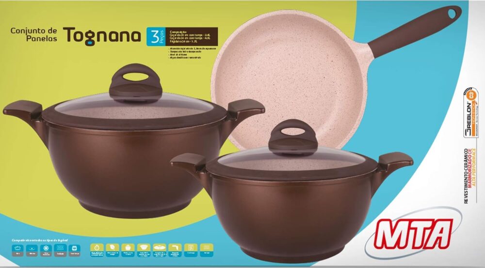 Jogo de Panela Belga Tognana Gourmet Mta com 3 Peças Revesti... - Image 9