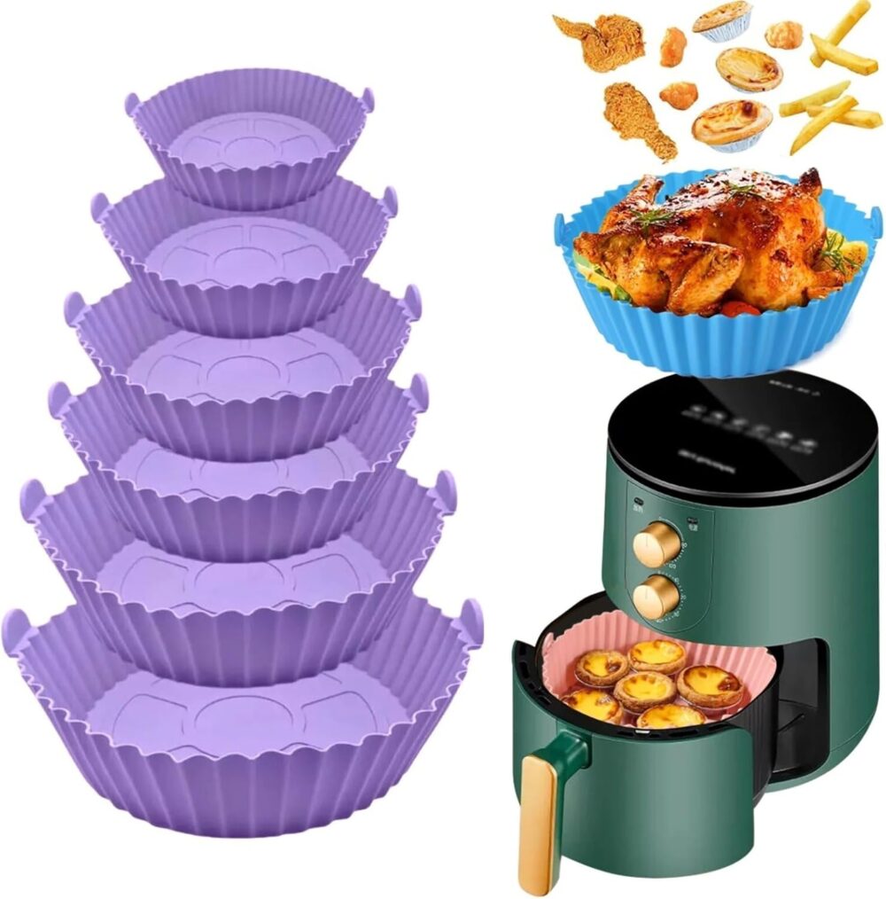 Kit Com 6 Formas de Silicone Reutilizável Cesta Redonda de S...