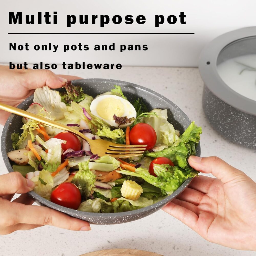 Vkoocy Non Stick Pot e Pan Set com Punho Removível, Conjunto... - Image 3