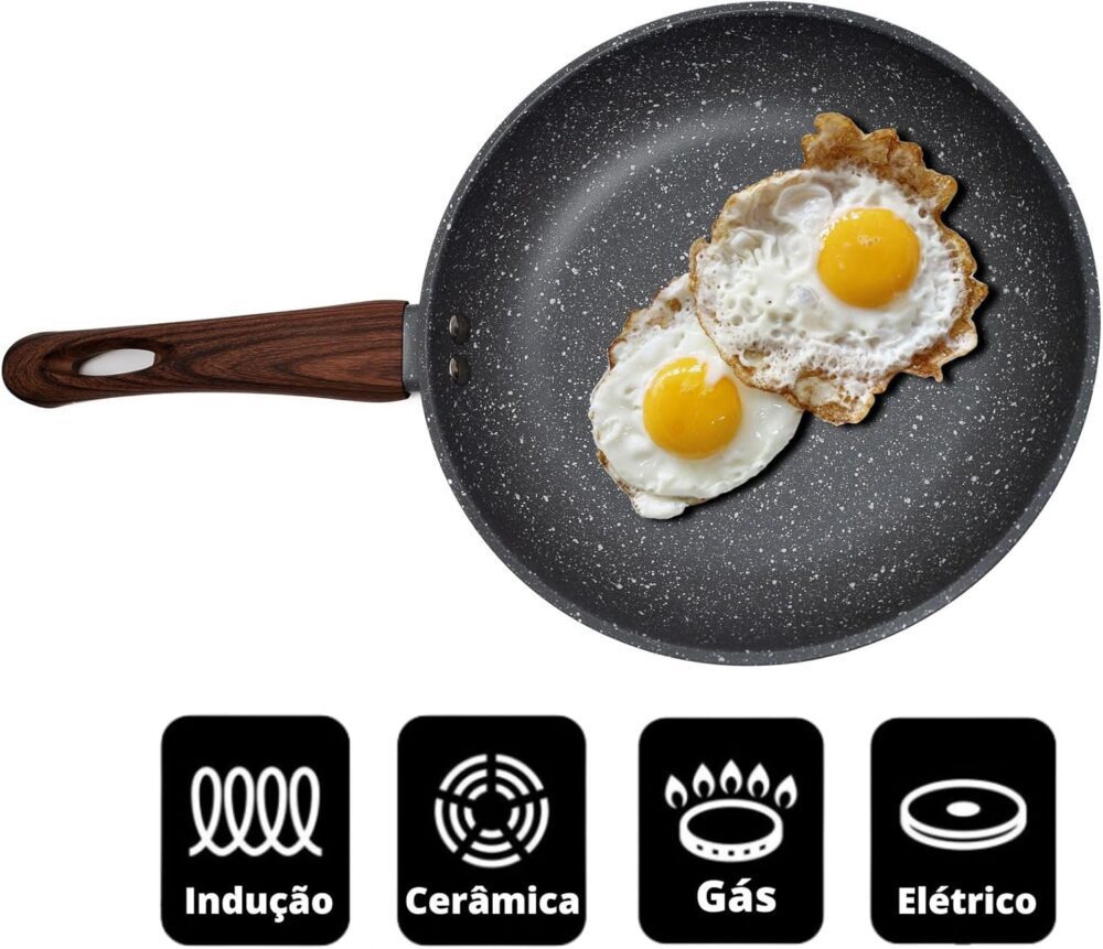 Panela Frigideira Antiaderente 20cm Cinza Em Alumínio Revest... - Image 3