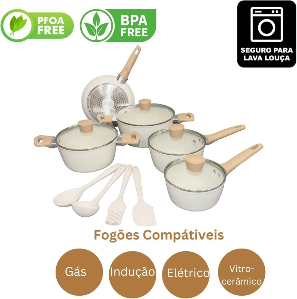 KIT Jogo de Panelas 9 Peças Carmela Premium Ceramic Flon Ant... - Image 2