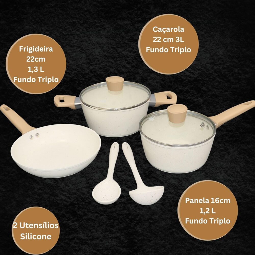 Jogo de Panelas 5 Peças Carmela Premium Ceramic Flon Antiade... - Image 3