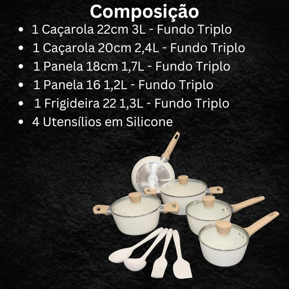 KIT Jogo de Panelas 9 Peças Carmela Premium Ceramic Flon Ant... - Image 3