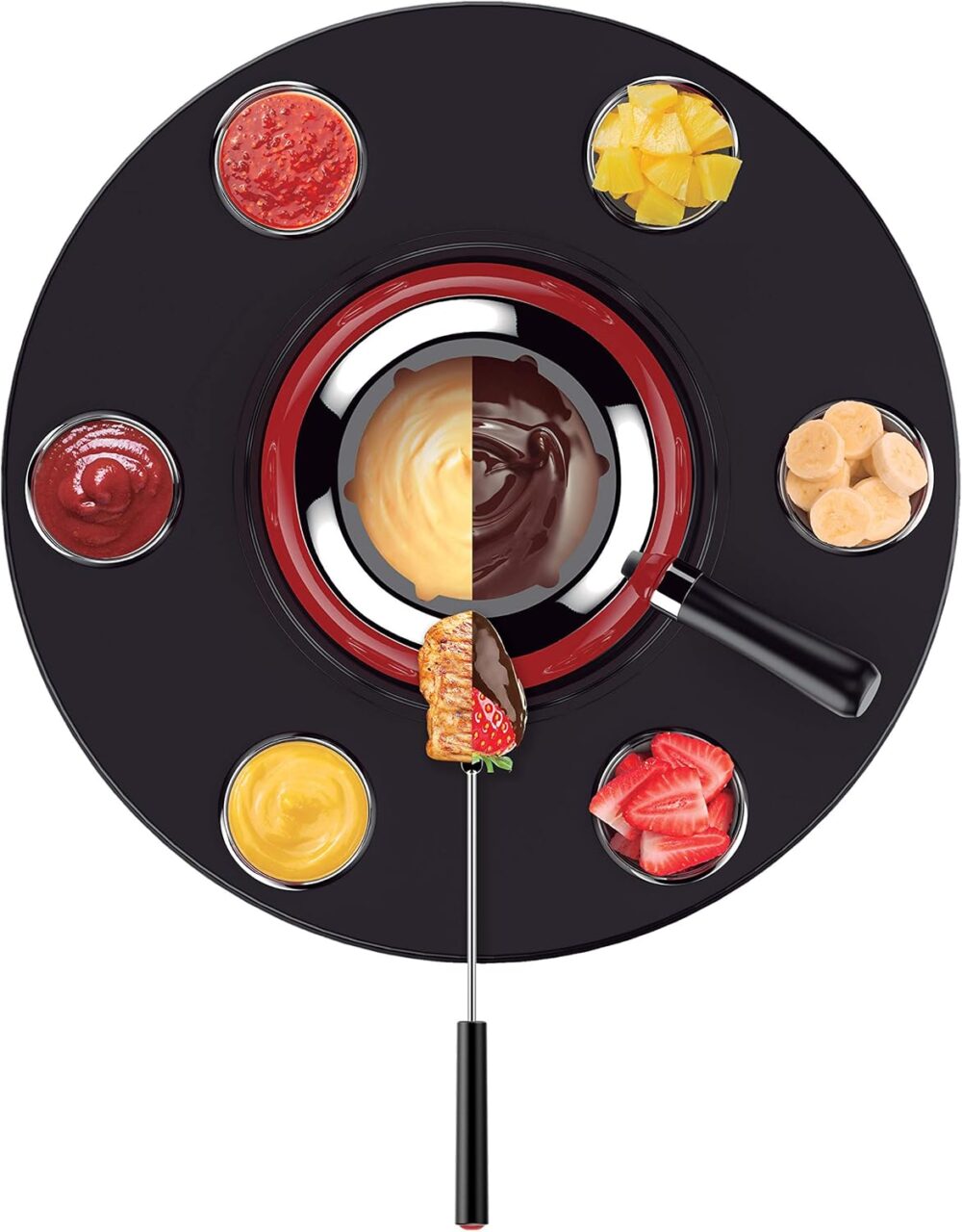 Conjunto Fondue Inox com Base Giratória 23 Peças Vermelho, H... - Image 2
