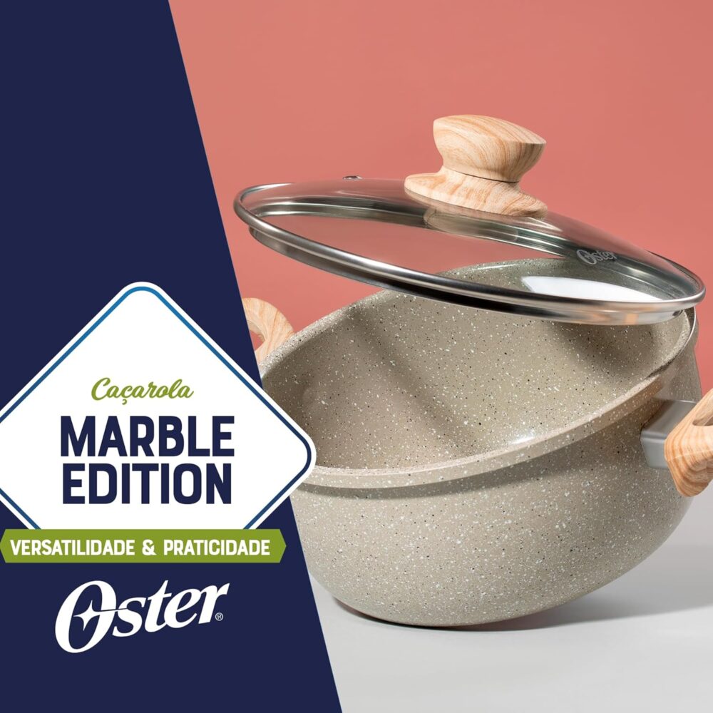 OSTER Caçarola Antiaderente 4,5L com Tampa Marble Edition - ... - Image 2