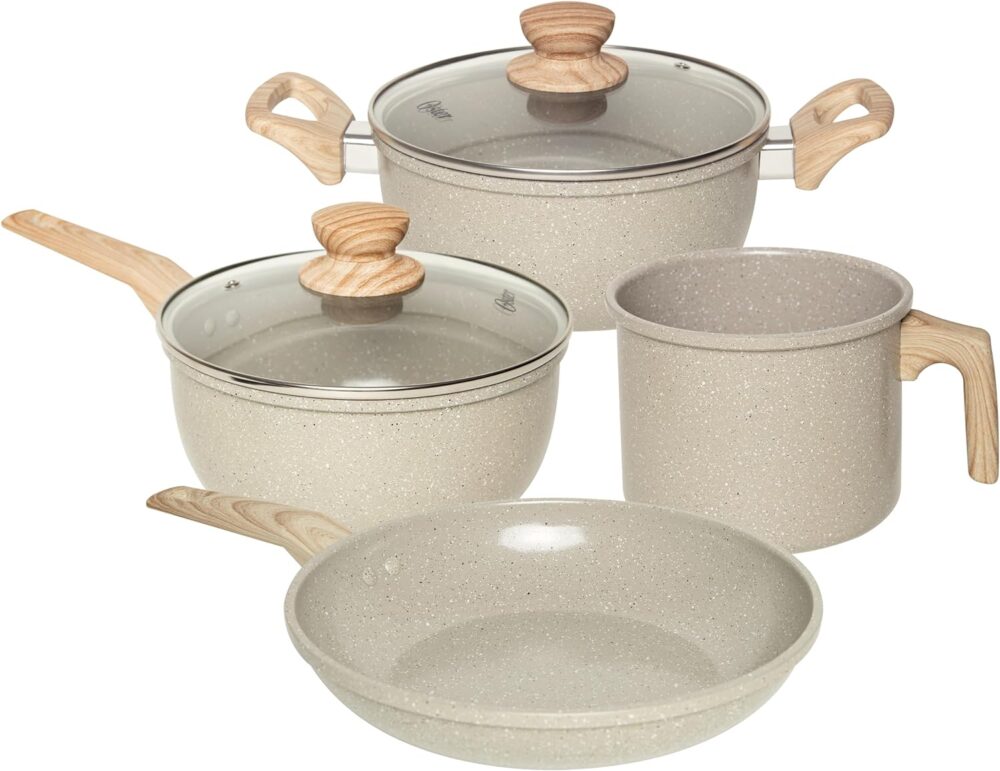 OSTER Conjunto de Panelas Antiaderentes 4 Peças Marble Editi...