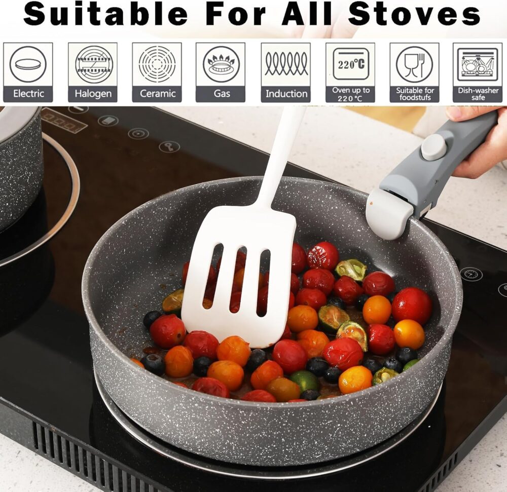 Vkoocy Non Stick Pot e Pan Set com Punho Removível, Conjunto... - Image 4