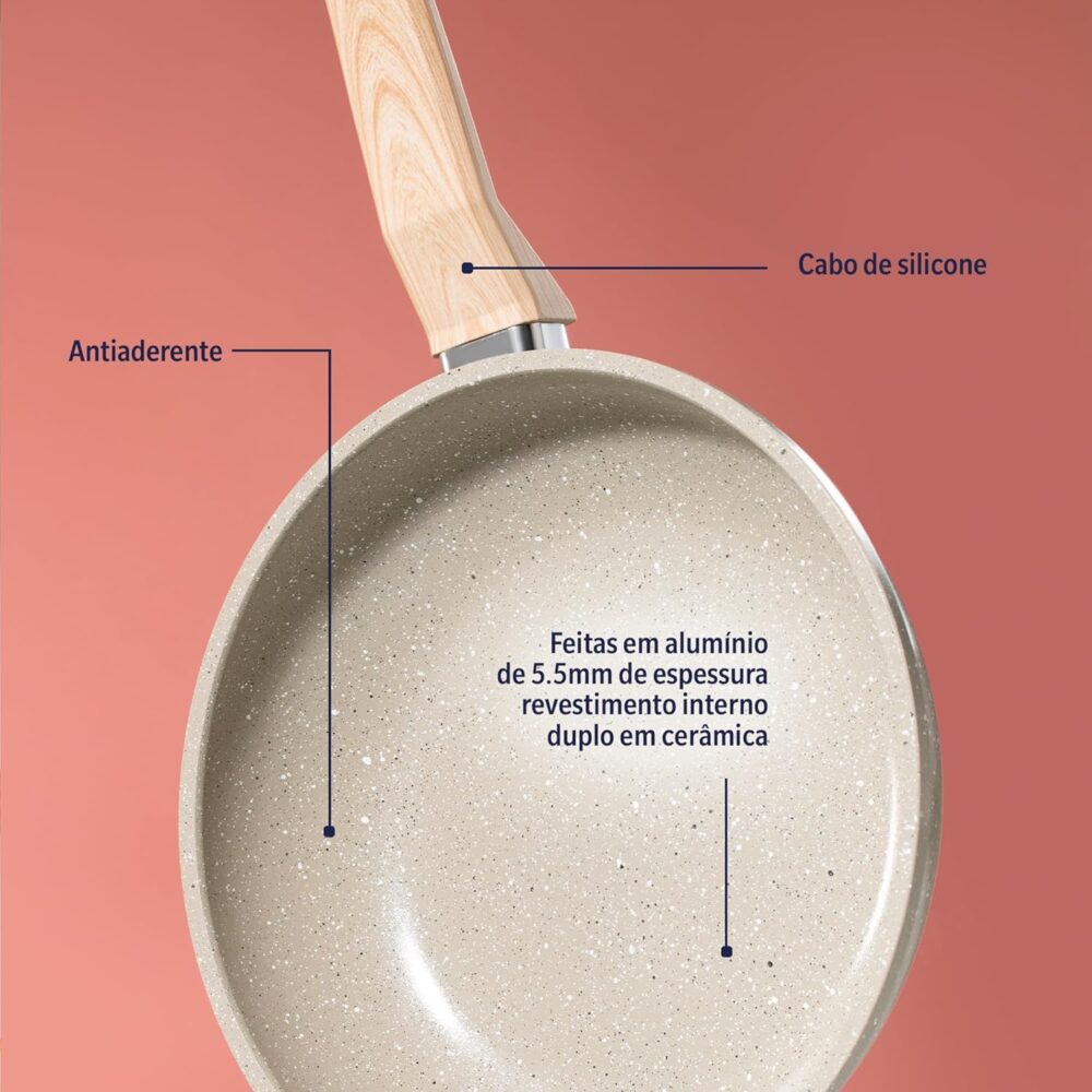 OSTER Frigideira Antiaderente de Cerâmica 24cm com Tampa Mar... - Image 4