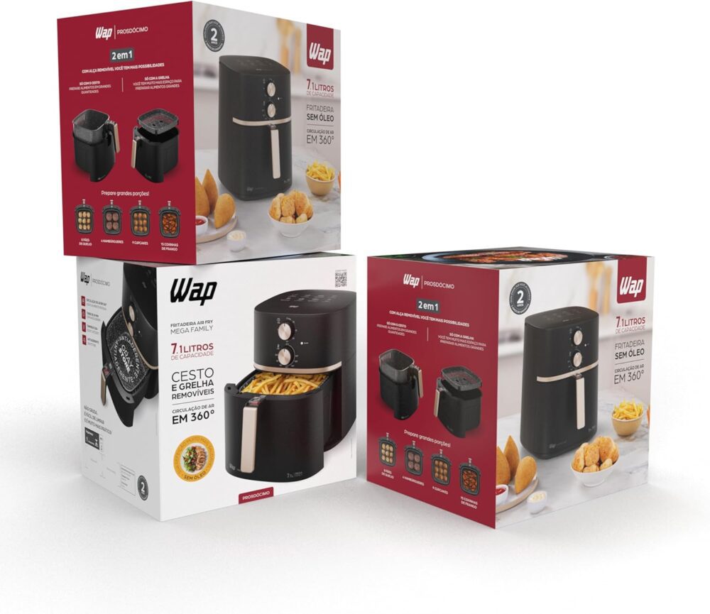WAP Fritadeira Elétrica Air Fryer 7,1 Litros Cesto e Grelha ... - Image 12