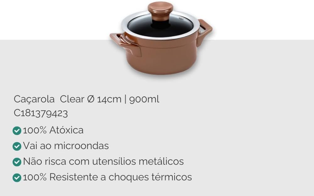 Conjunto Panelas de Cerâmica Clear 5 peças Cobre - Ceraflame - Image 7