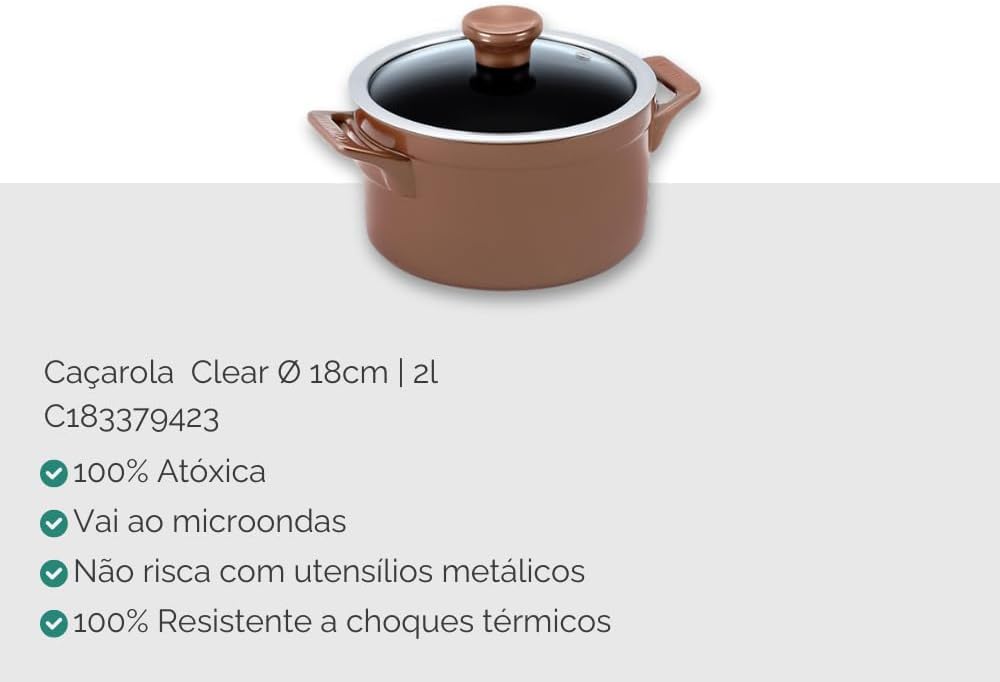 Conjunto Panelas de Cerâmica Clear 5 peças Cobre - Ceraflame - Image 9