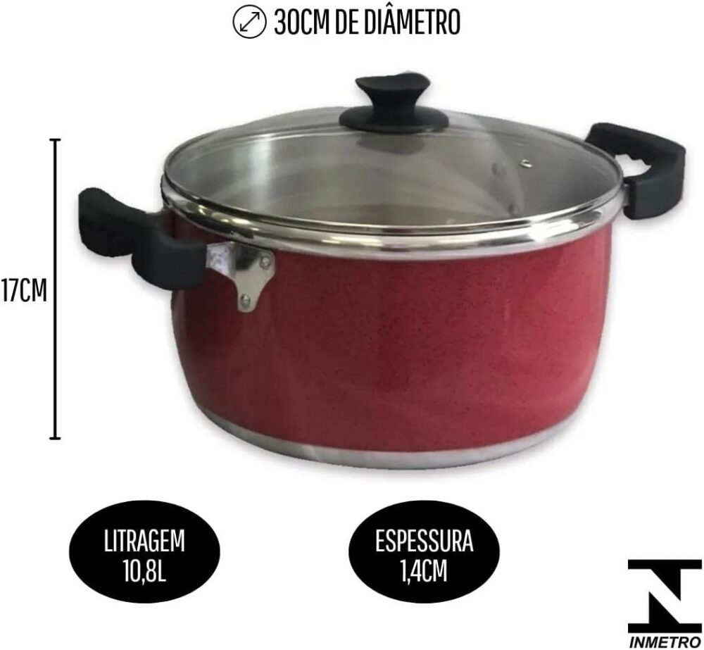 Panela Grande Grosso Caldeirão Risoteira de Alumínio Nº 30 (... - Image 3
