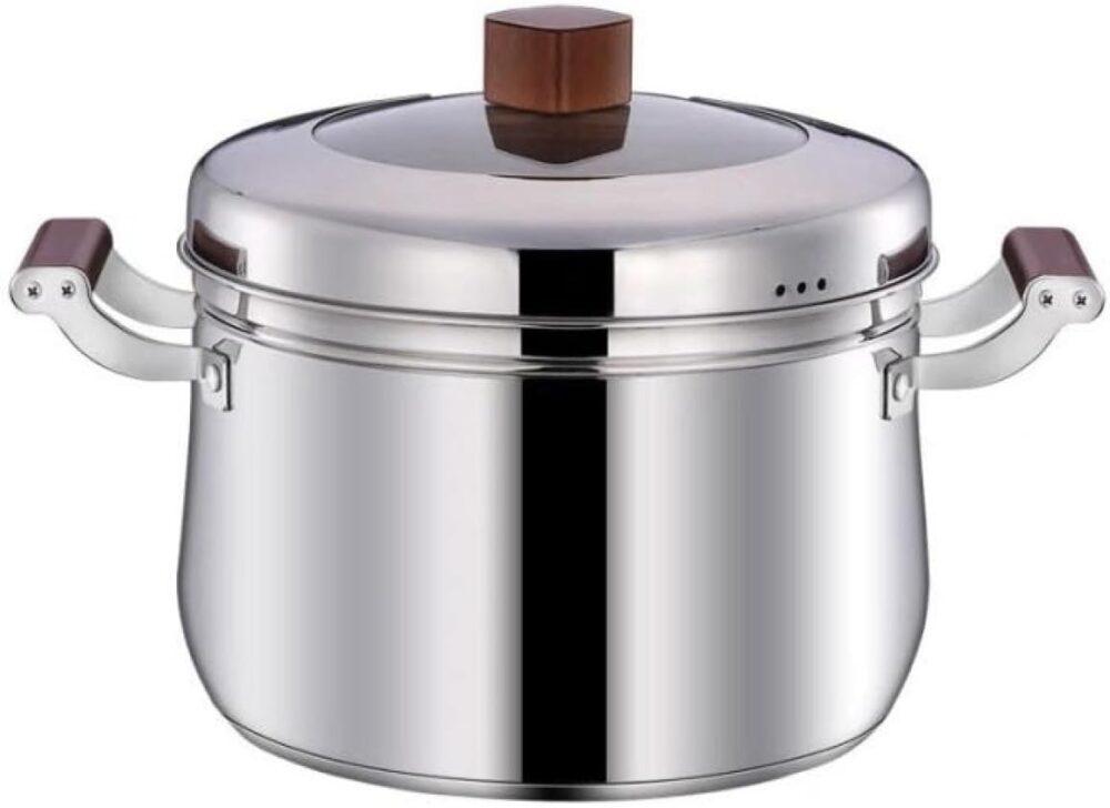 Panela a Vapor de Inox com Tampa de Vidro e Cesto de Cozimen...