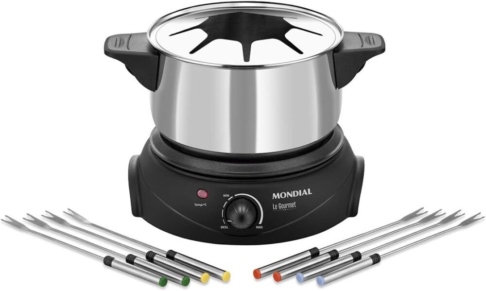 Panela Elétrica de Fondue, Mondial, Preto/Prata, 1200W, 220V... - Image 4