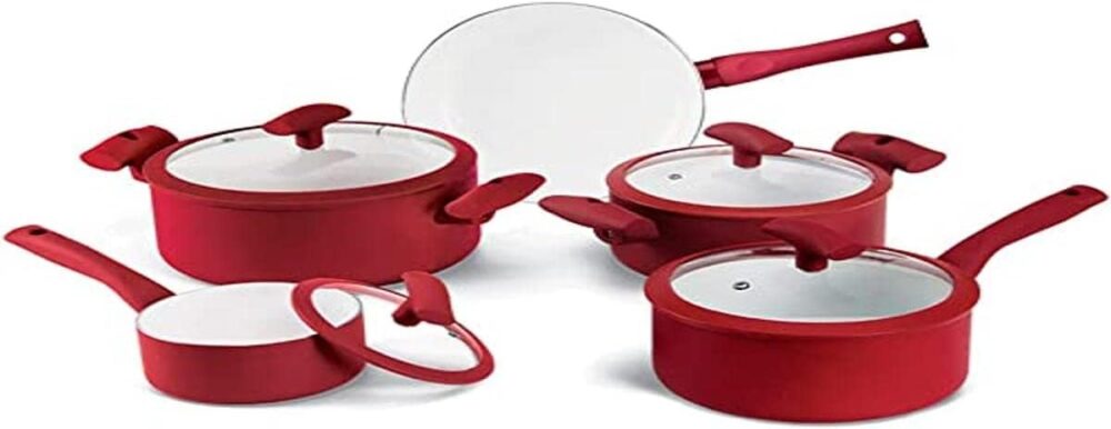 Conjunto De Panelas 5 Peças Vermelho Hercules