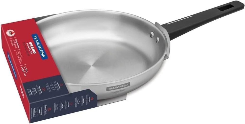 Frigideira Aço Inox 26cm Com Cabo Grano Baquelite Tramontina - Image 2