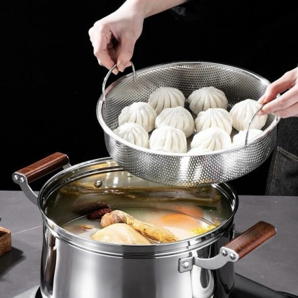 Panela a Vapor de Inox com Tampa de Vidro e Cesto de Cozimen... - Image 7