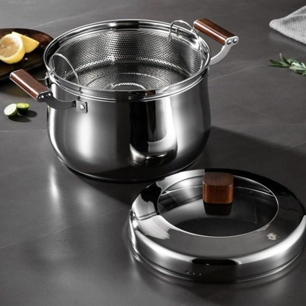Panela a Vapor de Inox com Tampa de Vidro e Cesto de Cozimen... - Image 2