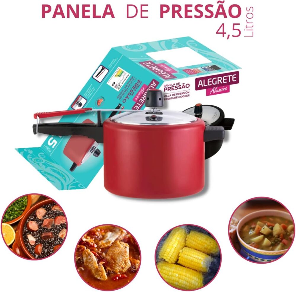 PANELA DE PRESSÃO FECHAMENTO INTERNO 4,5 LTS AA VERMELHO TAM... - Image 8