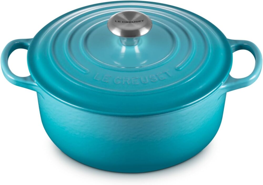 LE CREUSET Panela Redonda Signature 20cm, Azul Caribe, Ferro...