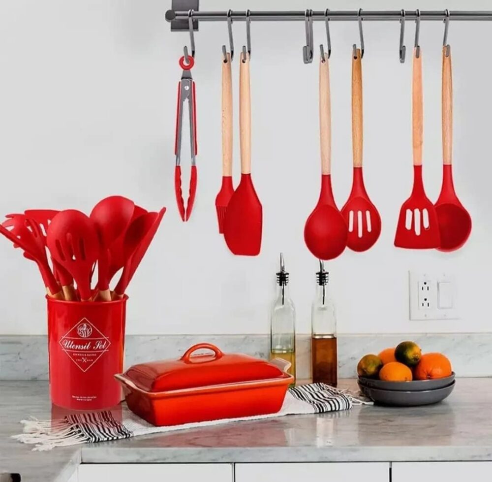 Jogo Utensílios de Cozinha em Silicone Madeira 12 Peças (Ver... - Image 2