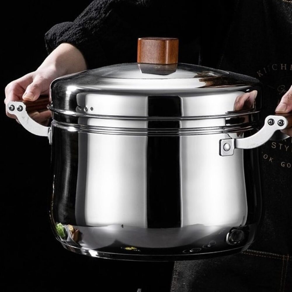 Panela a Vapor de Inox com Tampa de Vidro e Cesto de Cozimen... - Image 9
