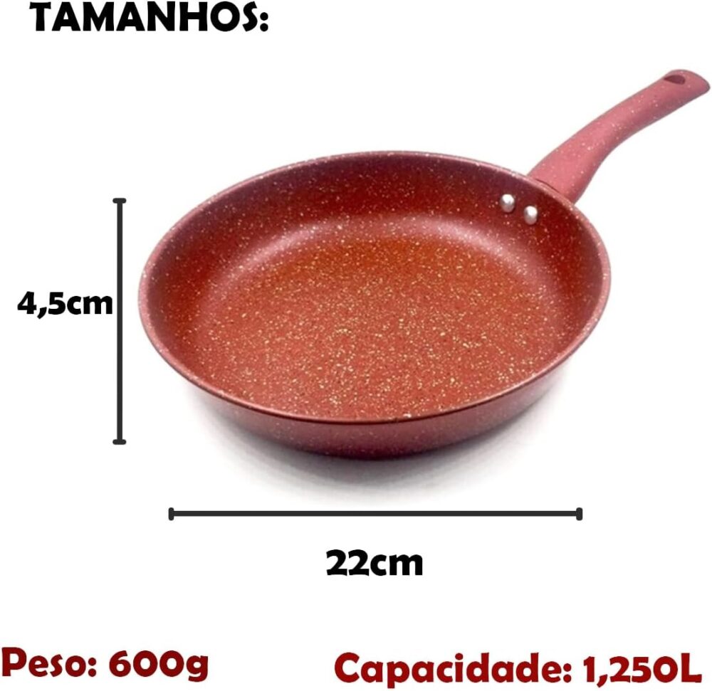 Frigideira Antiaderente Alumínio Nanocerâmica Granito 22cm P... - Image 5