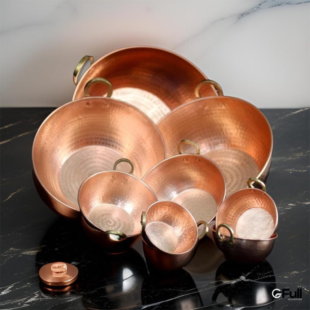 Tacho em Cobre Puro Artesanal Alças em Bronze - 10 litros - Image 6