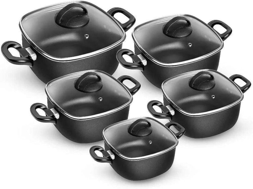 Conjunto de Panelas Quadrada Caçarola 5 Peças Antiaderente P...