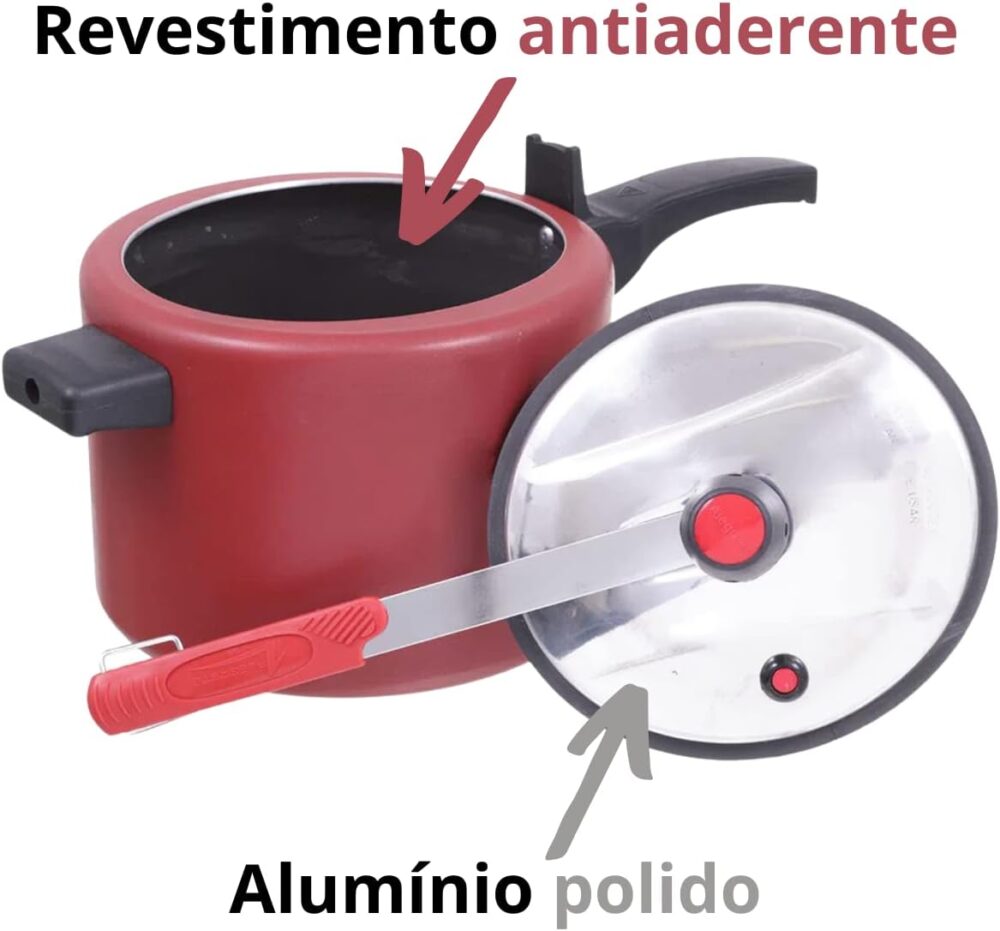 PANELA DE PRESSÃO FECHAMENTO INTERNO 4,5 LTS AA VERMELHO TAM... - Image 7